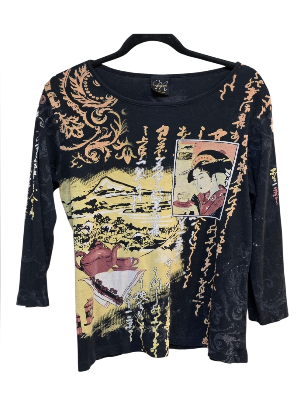 DAMAGED​ NO LONGER FOR SALE Vintage Y2K Katina Marie Geisha Graphic Top